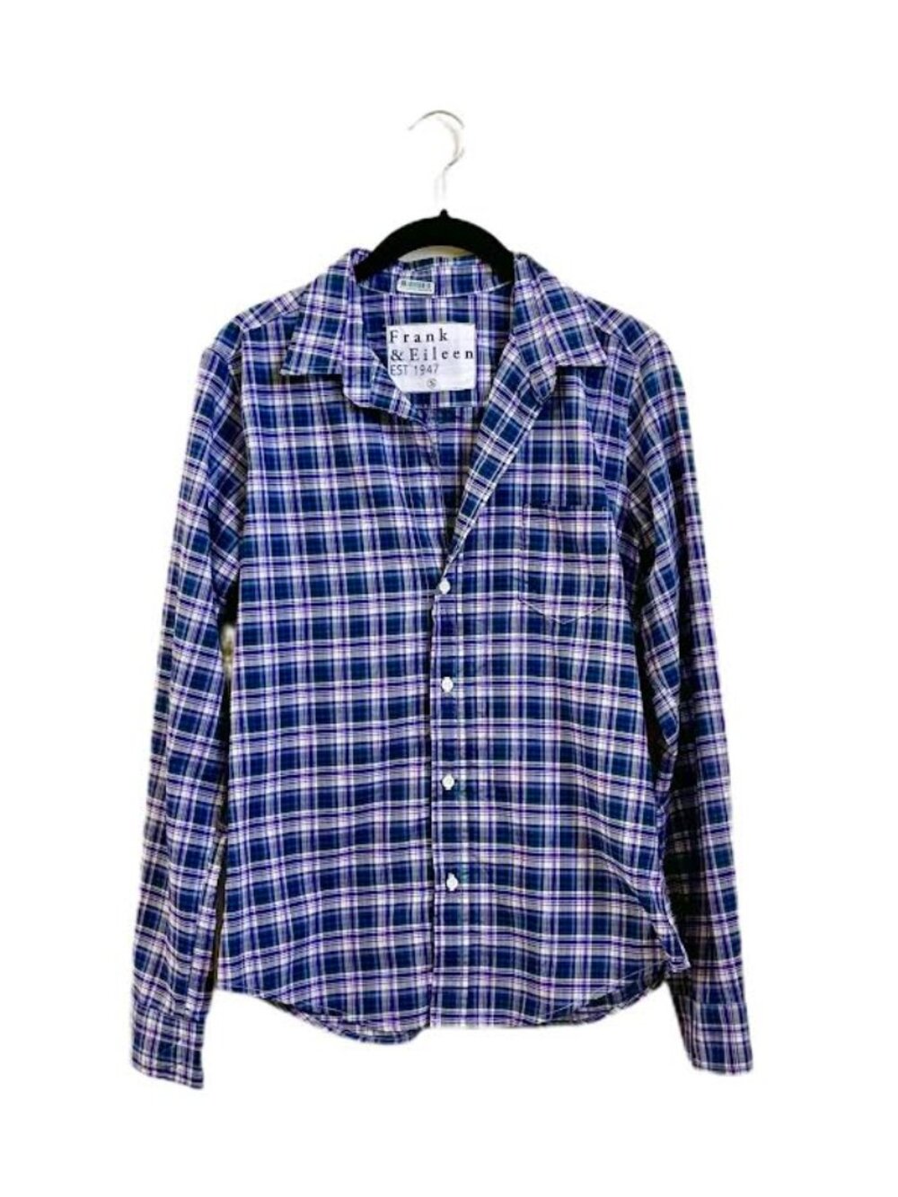 Frank & Eileen Button Down Shirt Long Sleeves 100% Cotton Light Weight Plaid